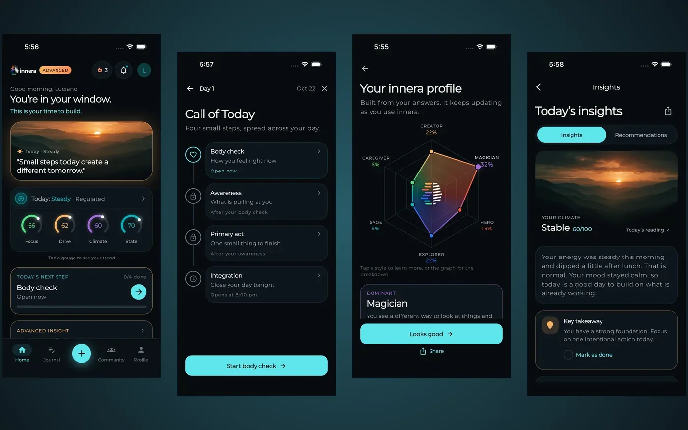 Innera — App redesign · UI/UX by Luciano Olguin